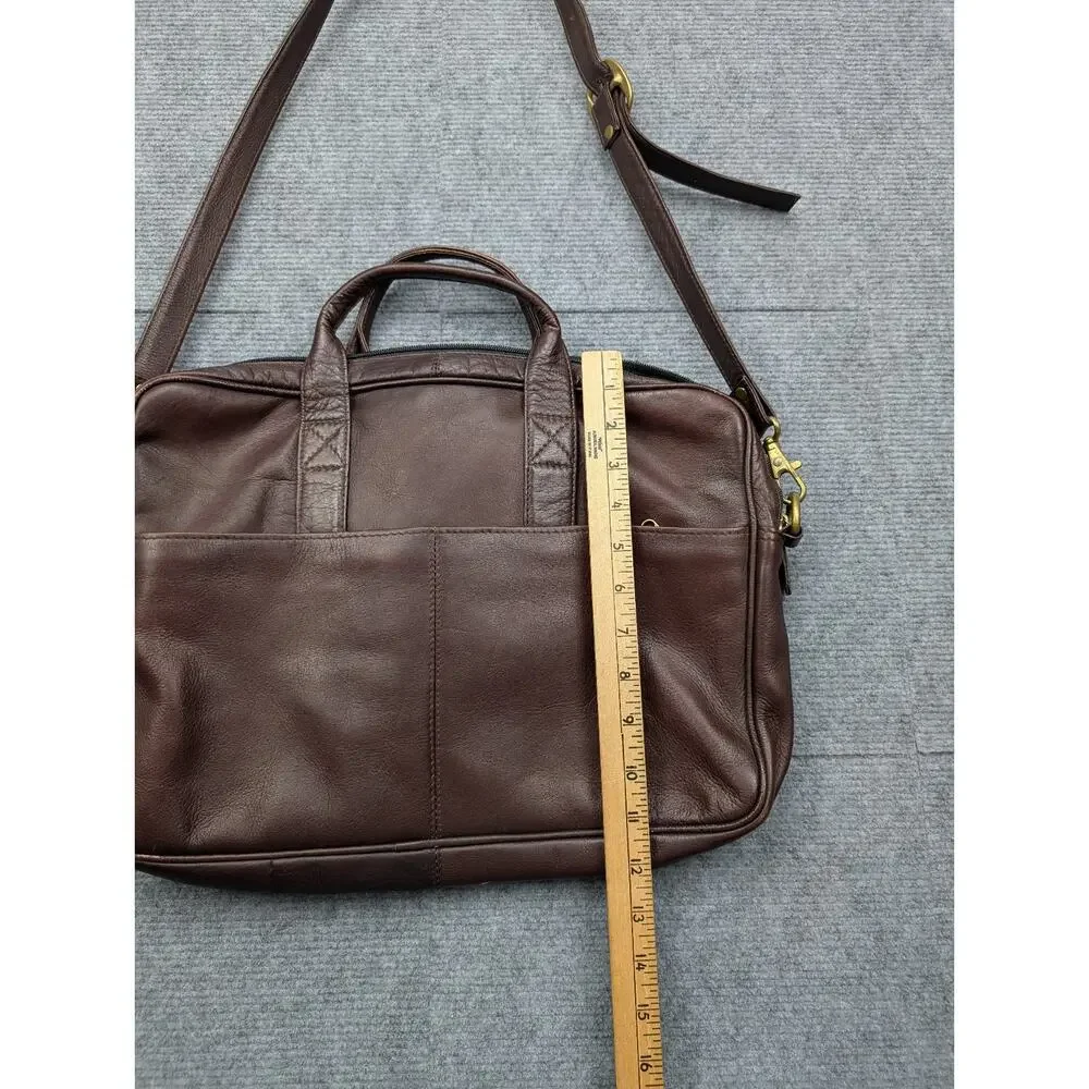 Frye Briefcase Messenger Bag Laptop Cherry Brown Leather Vintage Work School